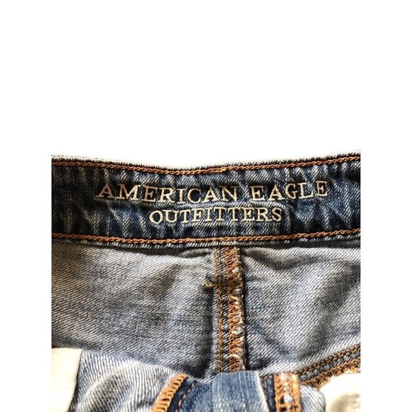 American Eagle Denim Jean‎ Shorts Hi-Rise Festival Button Fly Distressed Size 2 - Picture 3 of 7